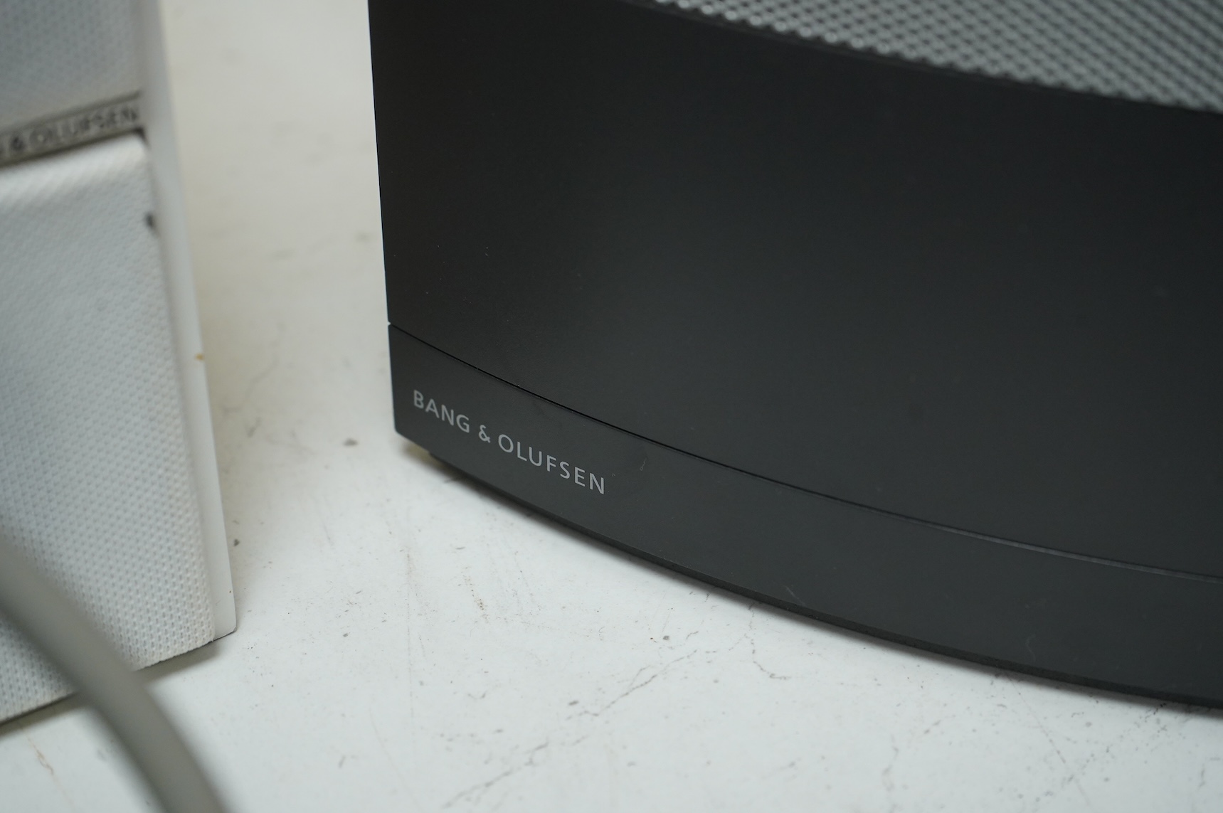 Six Bang & Olufsen items; a 1960s Beolit 600 radio, a pair of Beovox CX50s white cased shelf speakers, a pair of Beovox 1000 speakers, a Beolab 2000 speaker unit, together with two testing units (adjustable power supplie